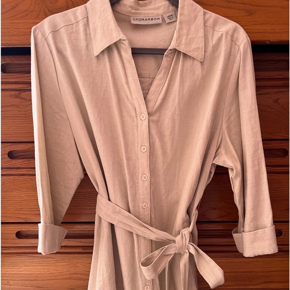 Flax Linen tunic with belt Large Sag Harbor - Picture 1 of 7